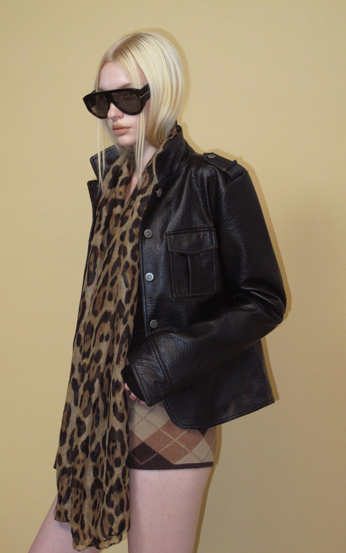 0122stepll Utility Pocket Leather Jacket