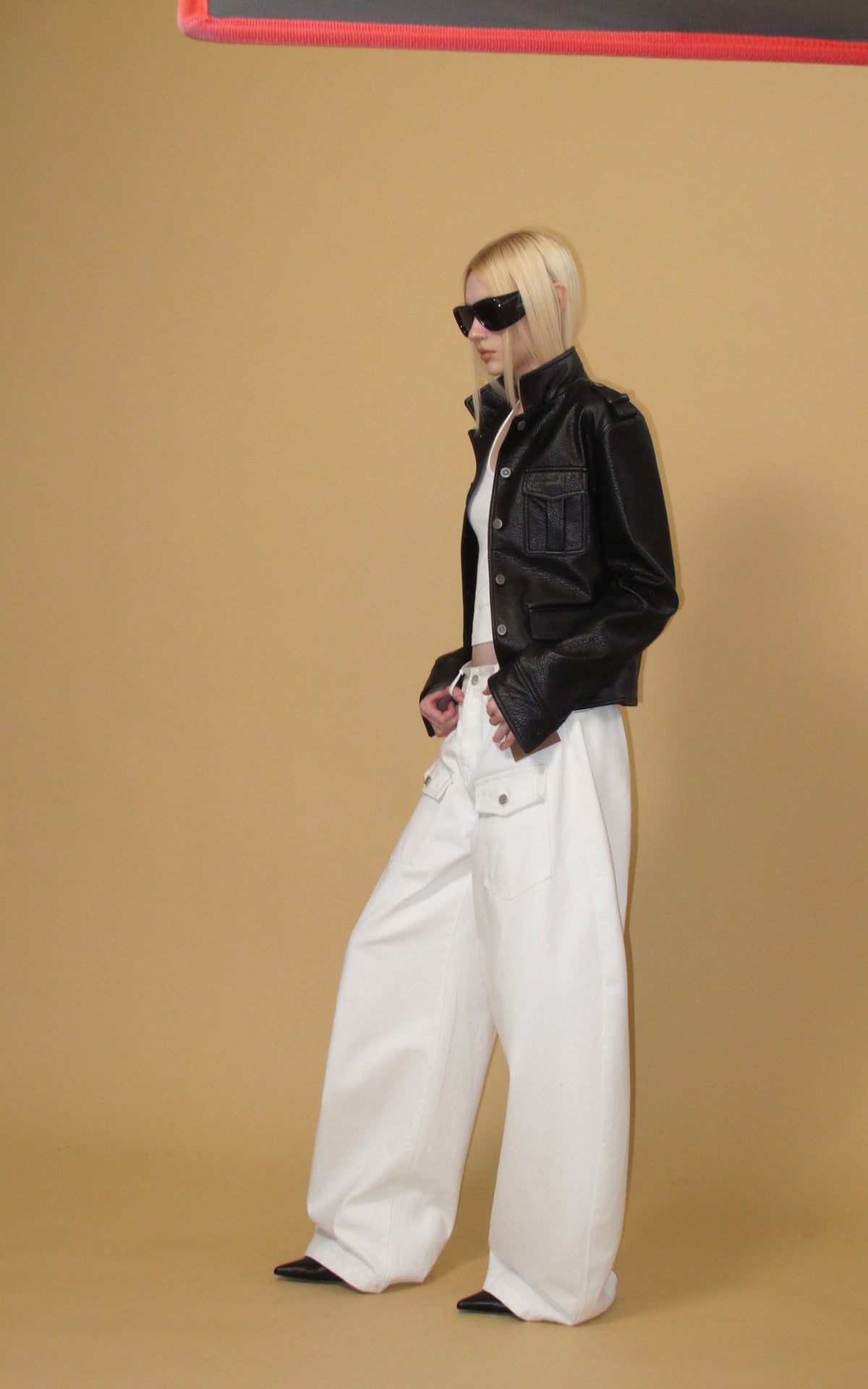 0122stepll Utility Pocket Leather Jacket