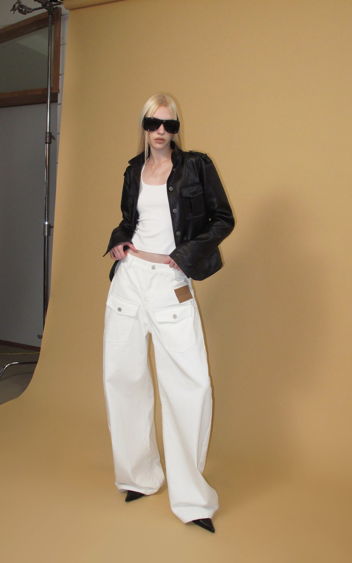 0122stepll Utility Pocket Leather Jacket