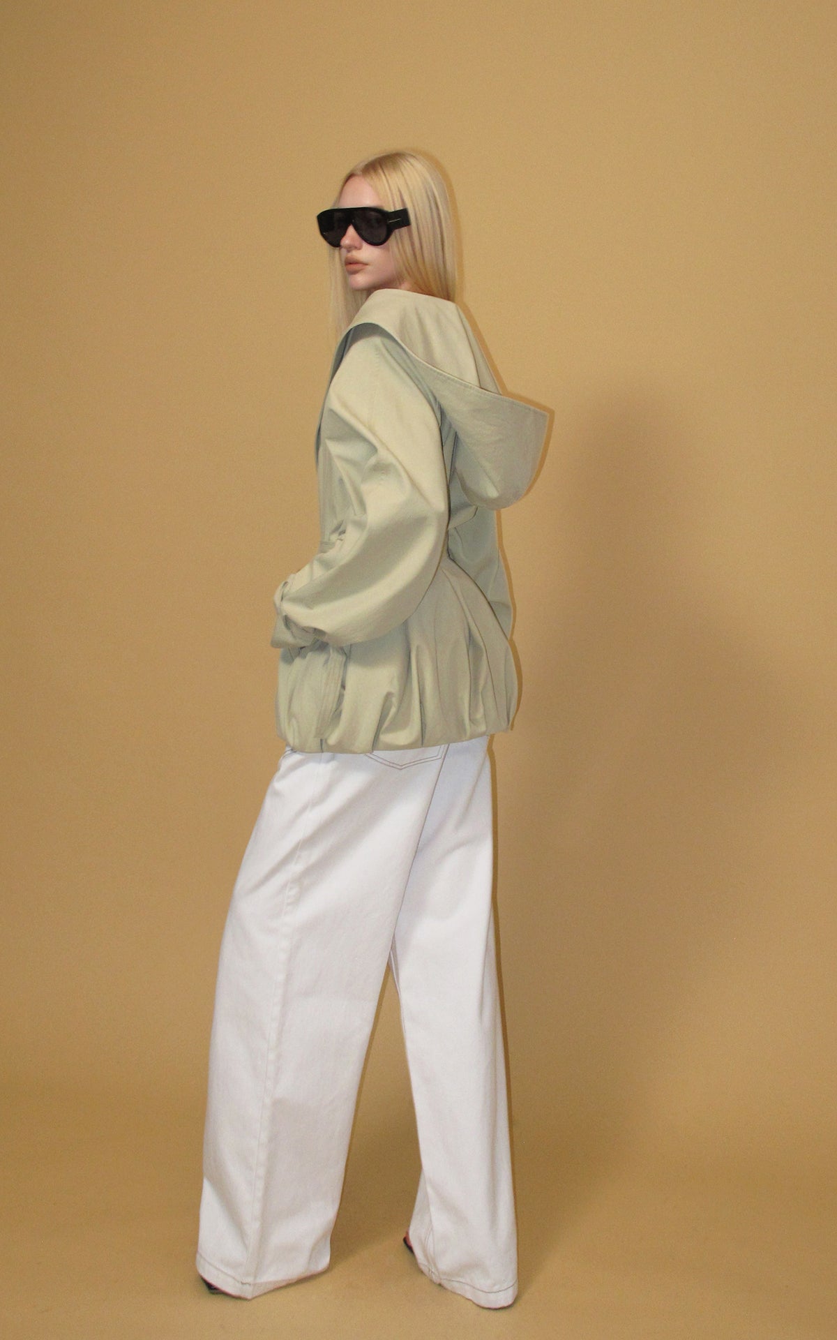 0122stepll Hooded Belted Trench Jacket
