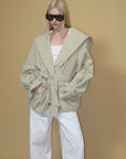 0122stepll Hooded Belted Trench Jacket