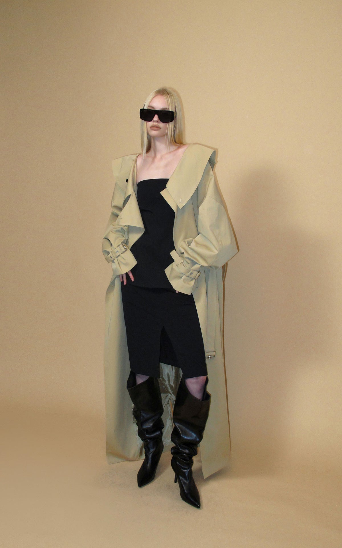 0122stepll Axis High-Neck Oversized Trench Coat