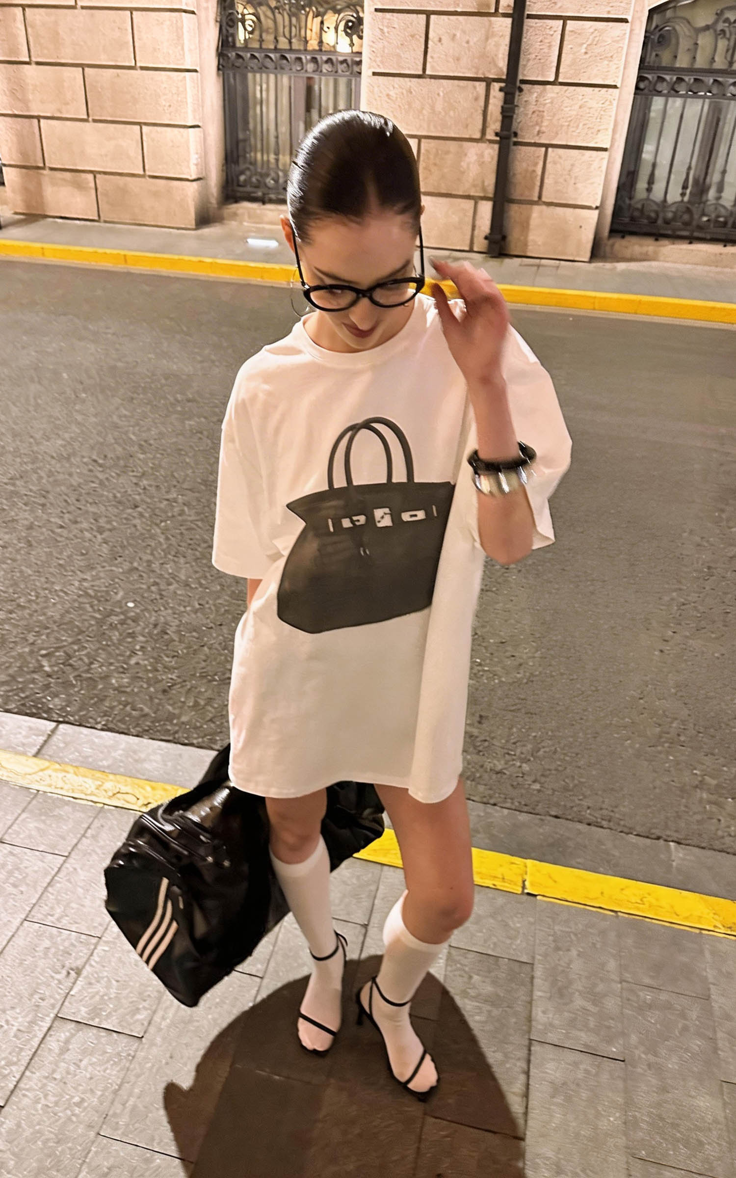 0122stepll T-shirt oversize à imprimé sac