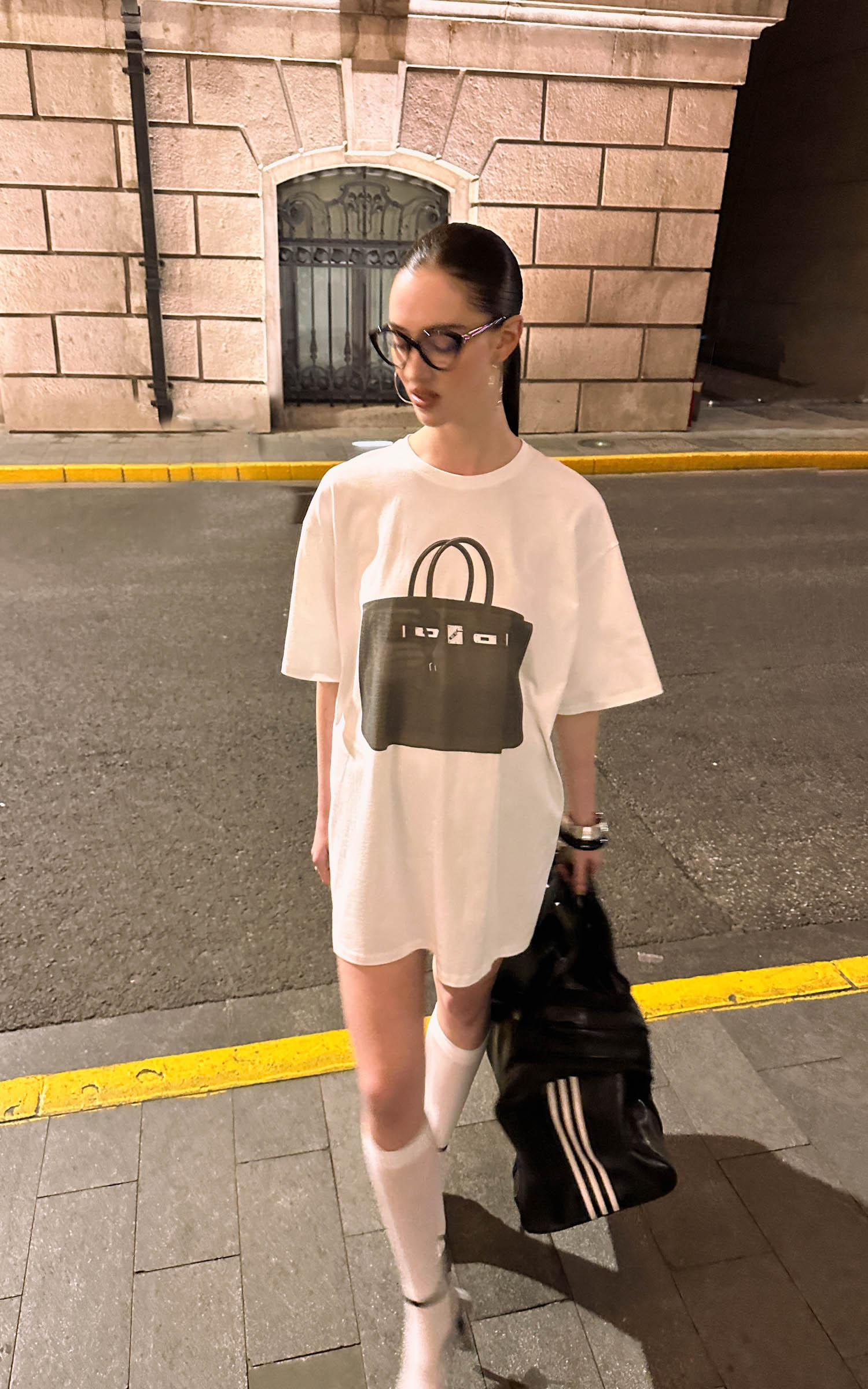 0122stepll T-shirt oversize à imprimé sac