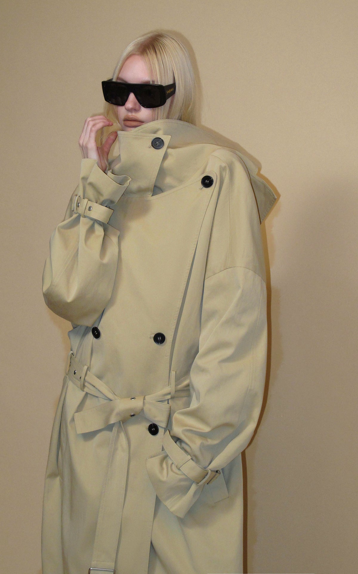 0122stepll Axis High-Neck Oversized Trench Coat