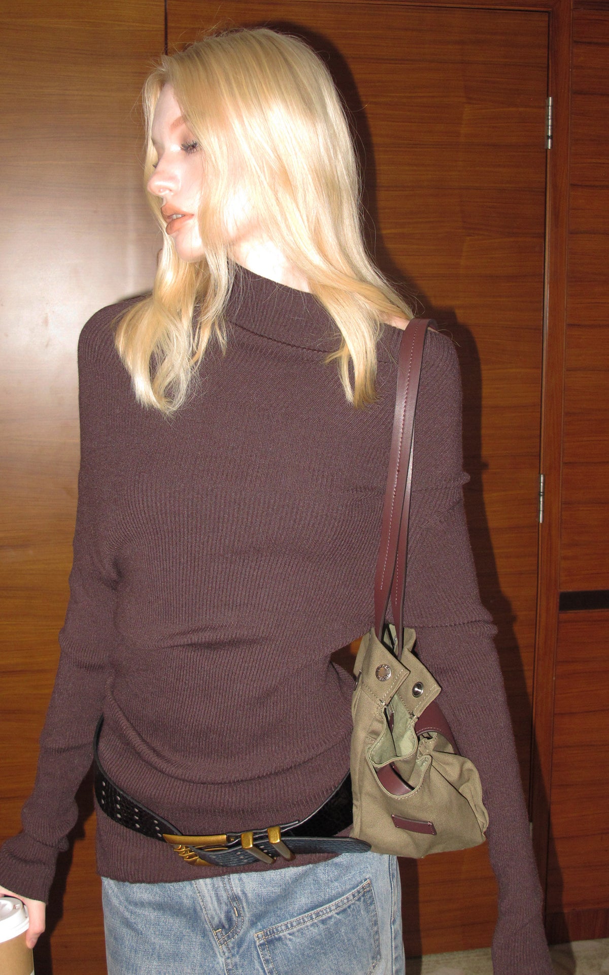 0122stepll Asymmetric Off-Shoulder Ribbed Knit Top