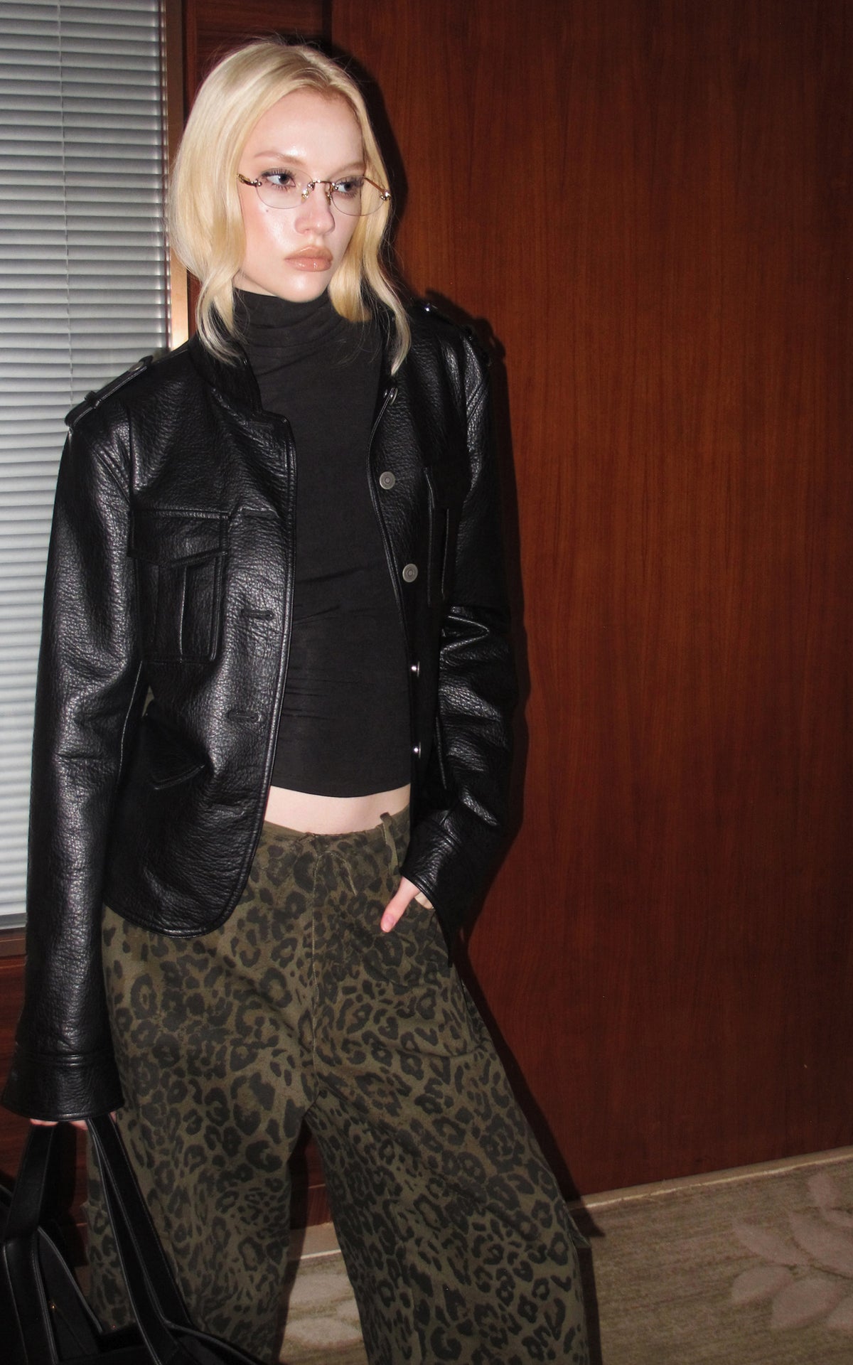 0122stepll Leopard Print Wide-Leg Cargo Pants