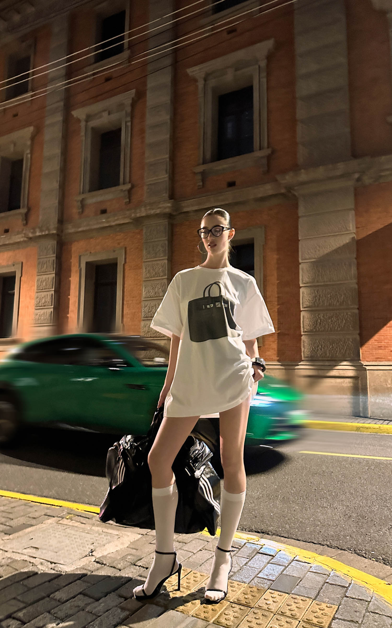 0122stepll T-shirt oversize à imprimé sac