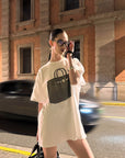 0122stepll T-shirt oversize à imprimé sac