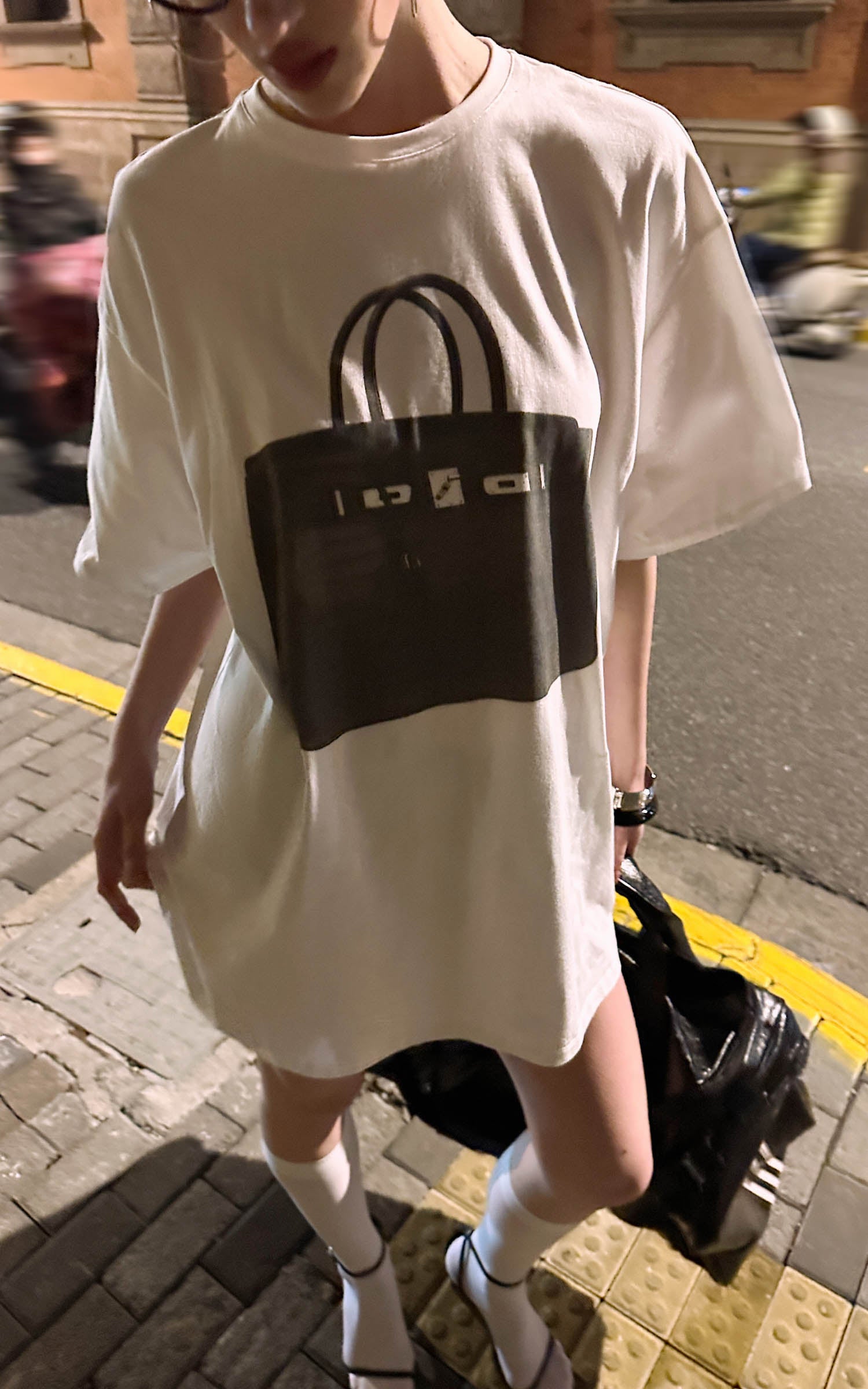 0122stepll T-shirt oversize à imprimé sac