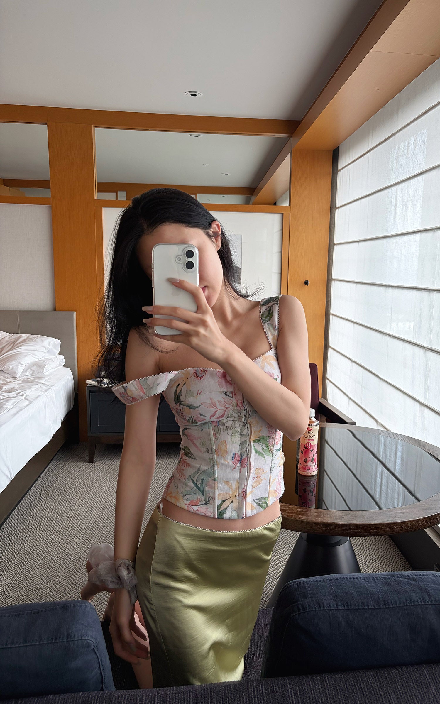 Hydrae Floral Off-Shoulder Lace-Up Corset Top