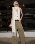 0122stepll Cable Knit Halter Button Vest