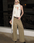 0122stepll Cable Knit Halter Button Vest