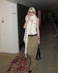 0122stepll Cable Knit Halter Button Vest