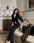 0122stepll Low-Rise Satin Mermaid Maxi Skirt
