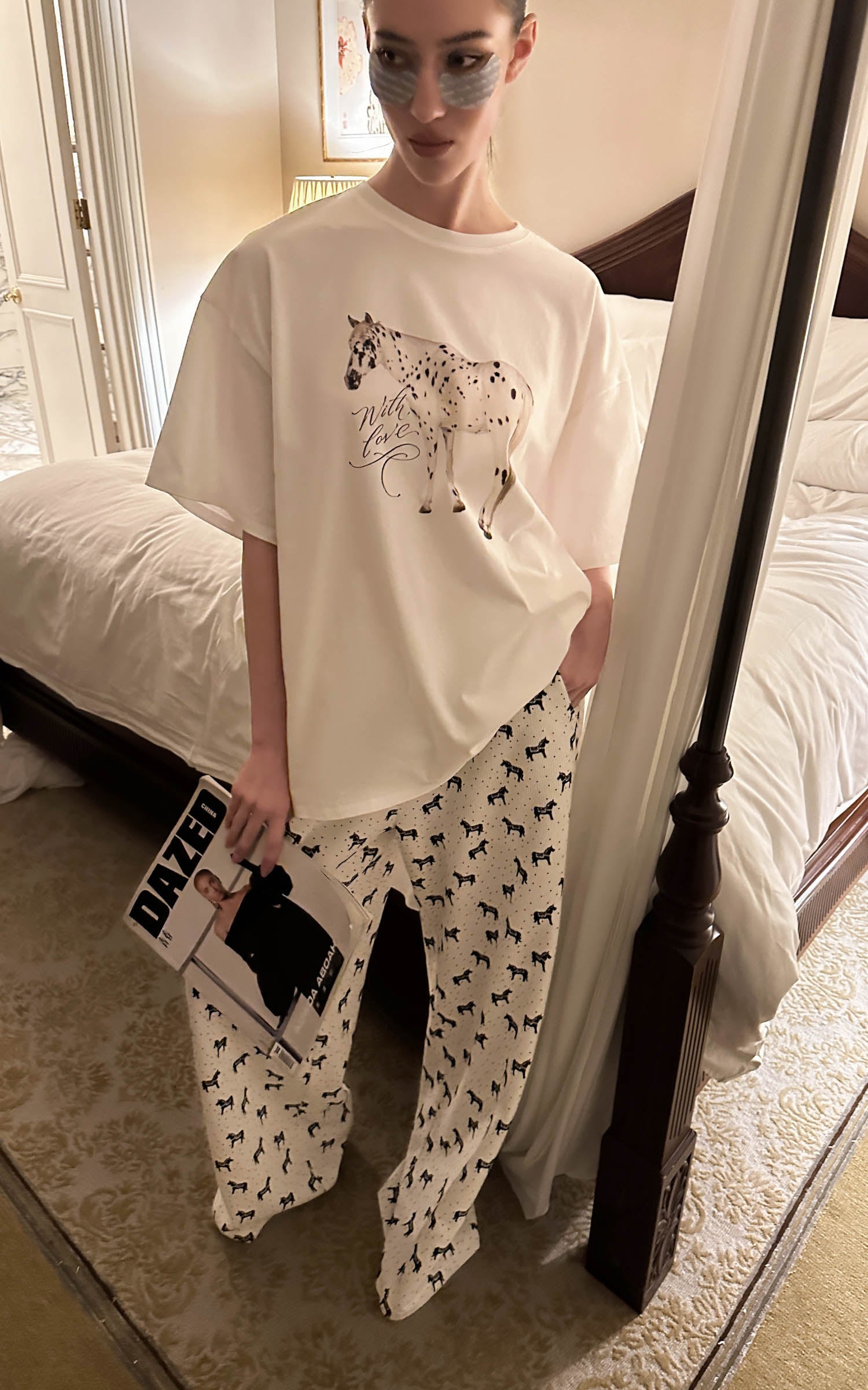 0122stepll 馬のグラフィックオーバーサイズTシャツ