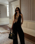 0122stepll Leopard Contrast Draped Halter Top