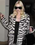 0122stepll Zebra Faux Fur Long Coat
