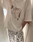 0122stepll 馬のグラフィックオーバーサイズTシャツ