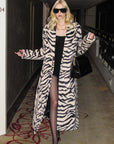 0122stepll Zebra Faux Fur Long Coat