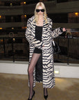 0122stepll Zebra Faux Fur Long Coat