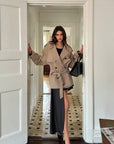 0122stepll Oversized Belted Short Trench Coat