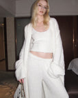 0122stepll Cloud Knit Cardigan, Cami & Wide-Leg Pants Set