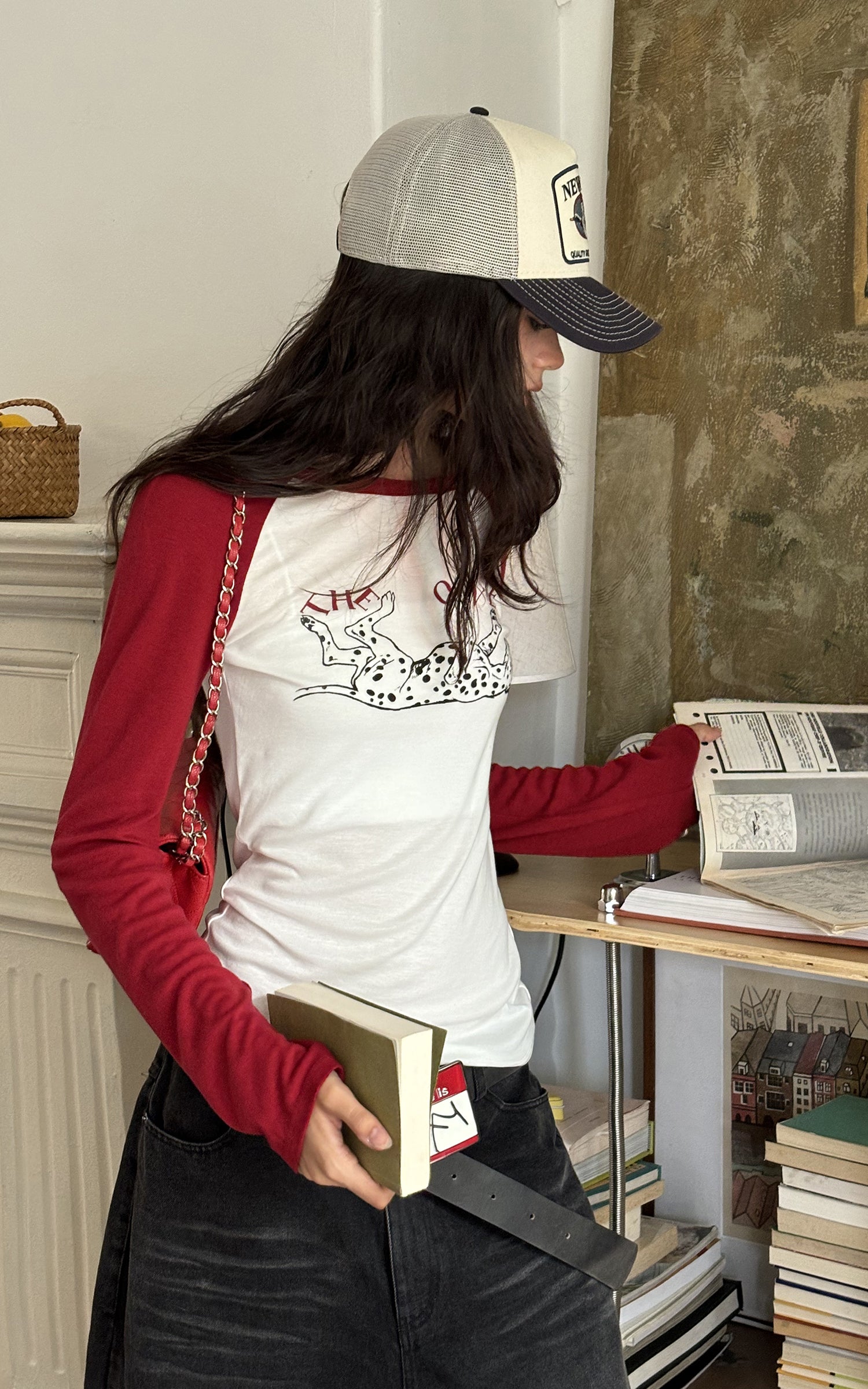 WARDEN EDGE Haut à manches longues raglan avec motif dalmatien