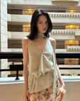 0122stepll Draped Halter Neck Tie Top