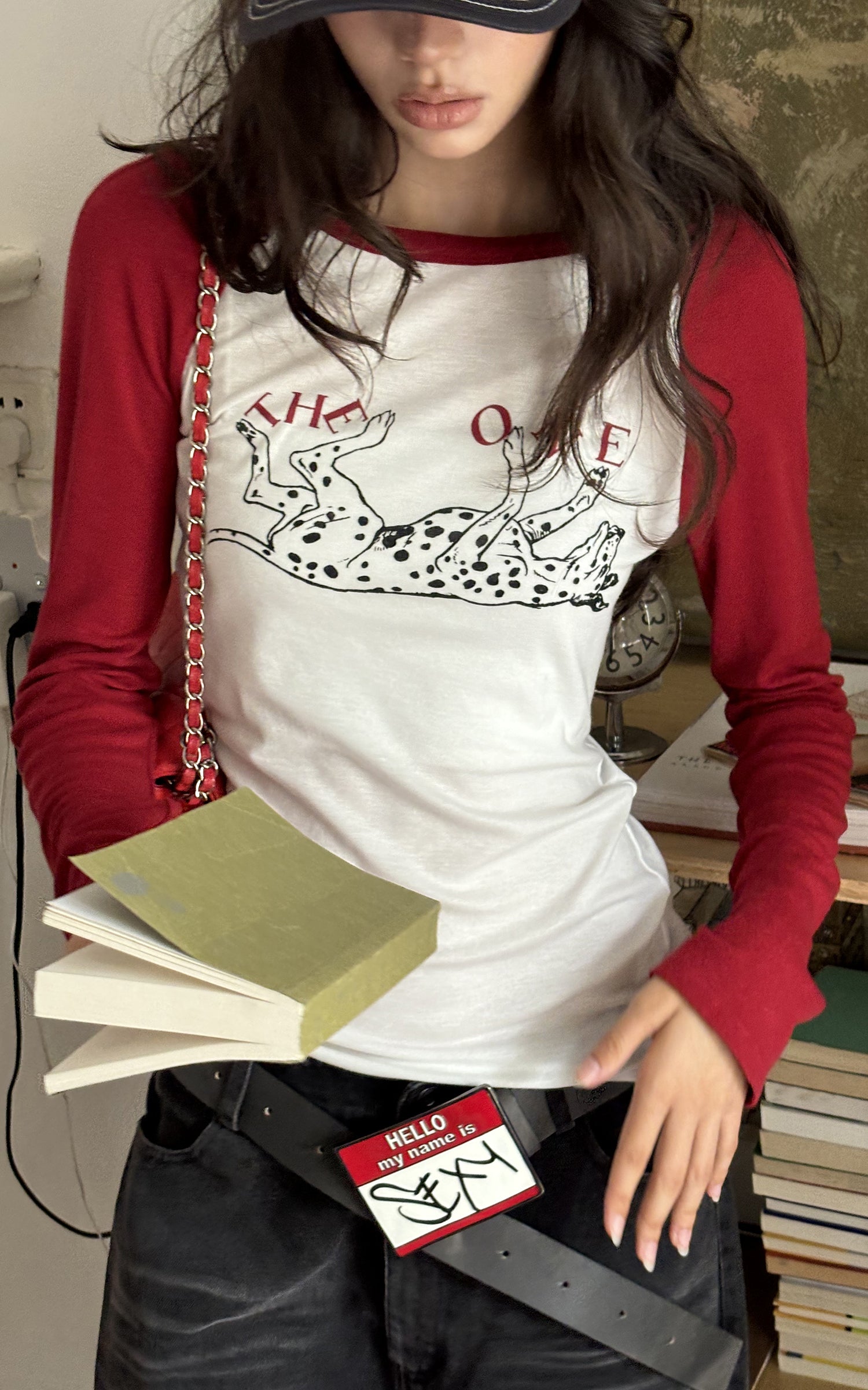 WARDEN EDGE Haut à manches longues raglan avec motif dalmatien