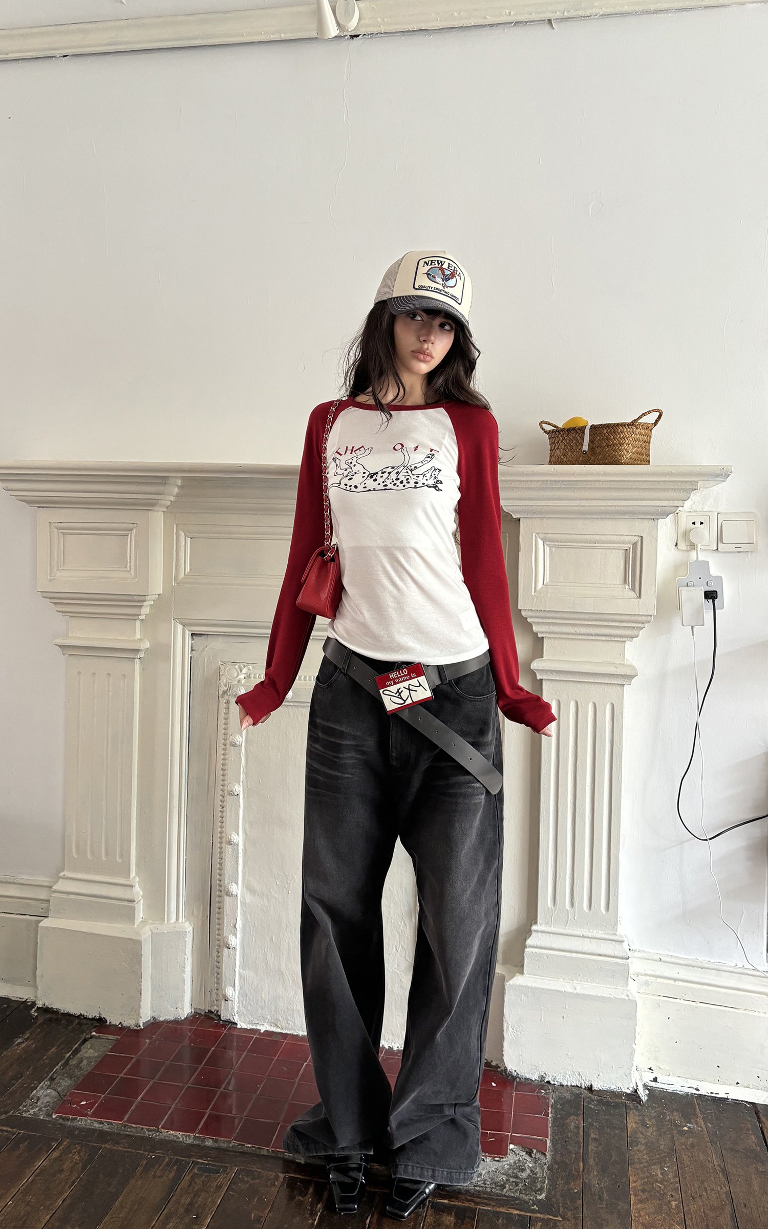 WARDEN EDGE Haut à manches longues raglan avec motif dalmatien