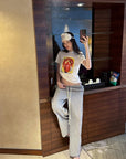 0122stepll Plaid Wide-Leg Drawstring Pants