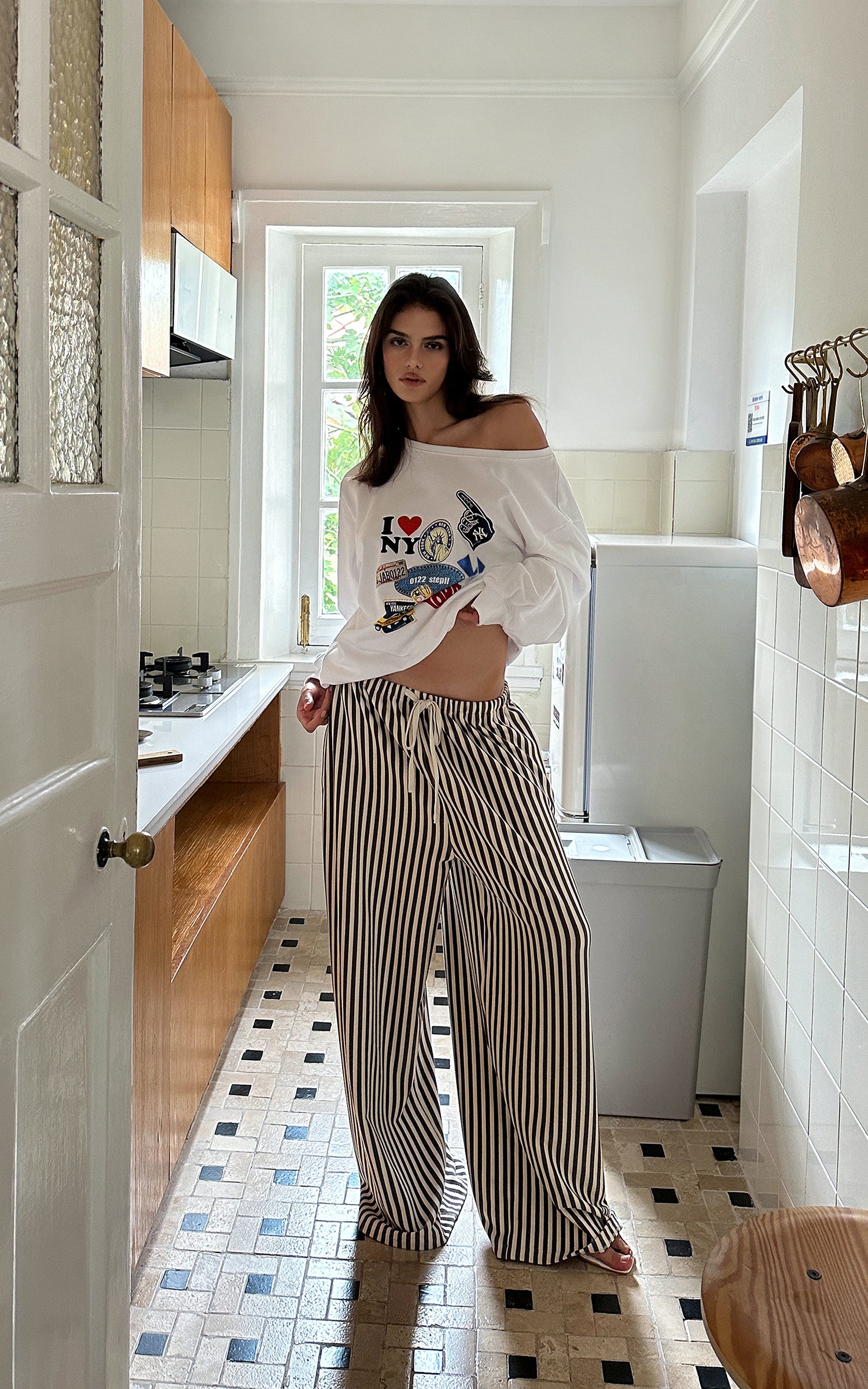 0122stepll New York Graphic Oversized Sweatshirt