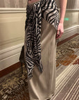 0122STEPLL Sheer Zebra Layered Low-Rise Maxi Skirt Three-Piece Set