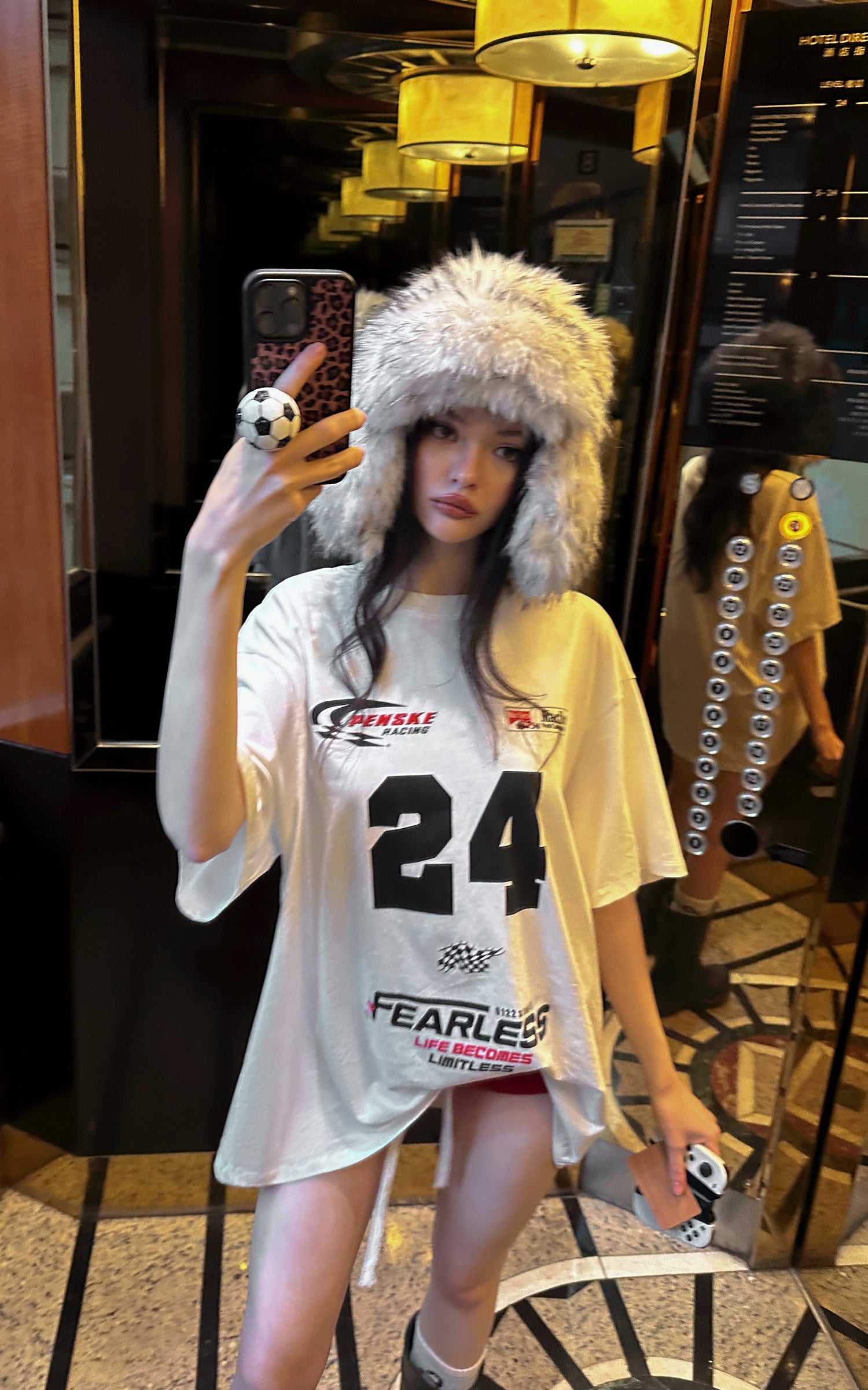 0122stepll Oversized Racing Graphic T-Shirt