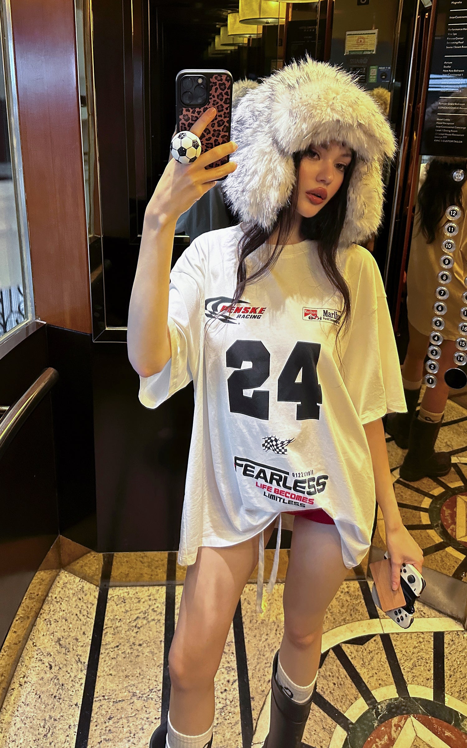 0122stepll Oversized Racing Graphic T-Shirt