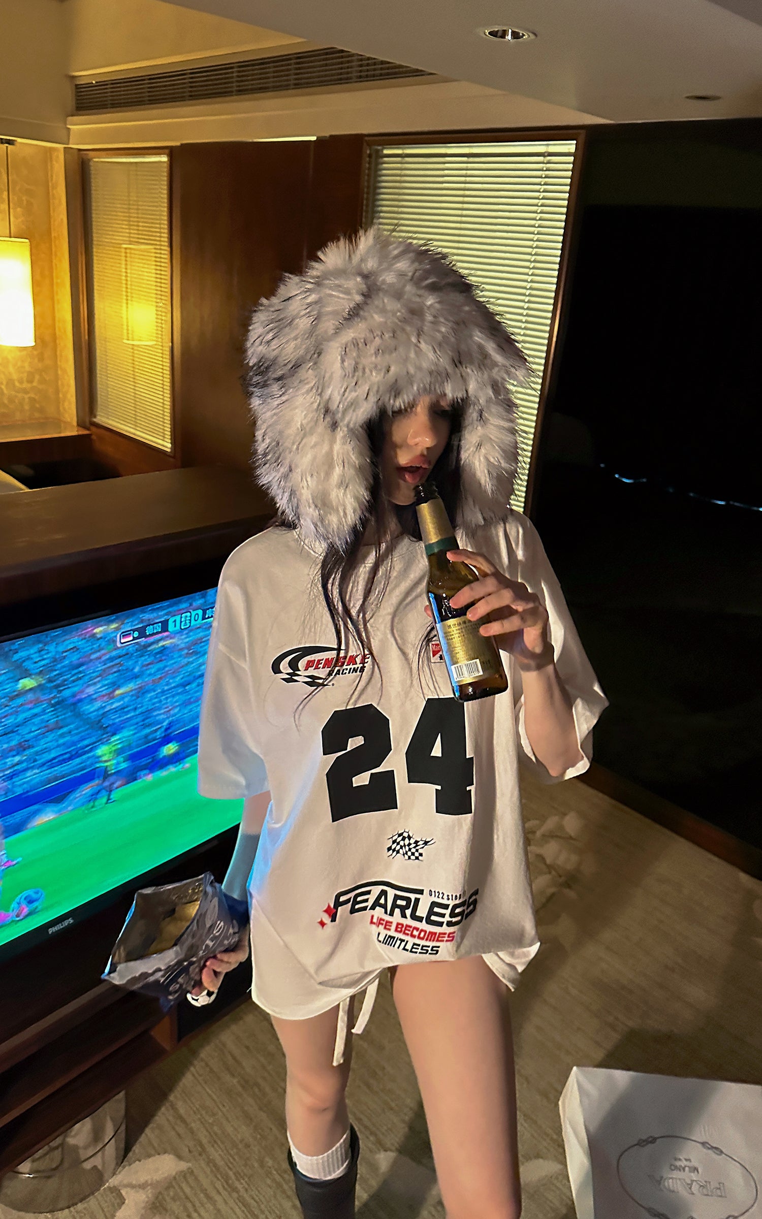 0122stepll Oversized Racing Graphic T-Shirt