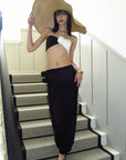 0122stepll Ensemble Bandeau Rose Contrasté & Jupe Longue