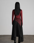 DOINDULGE Asymmetric Draped Long Sleeve Top with Ombre Dye and Stud Detail