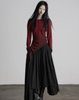 DOINDULGE Asymmetric Draped Long Sleeve Top with Ombre Dye and Stud Detail