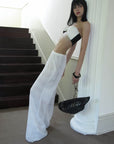 0122stepll Sheer Knit Drawstring Wide-Leg Pants