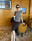 0122stepll Draped Ruched Slim Fit Top