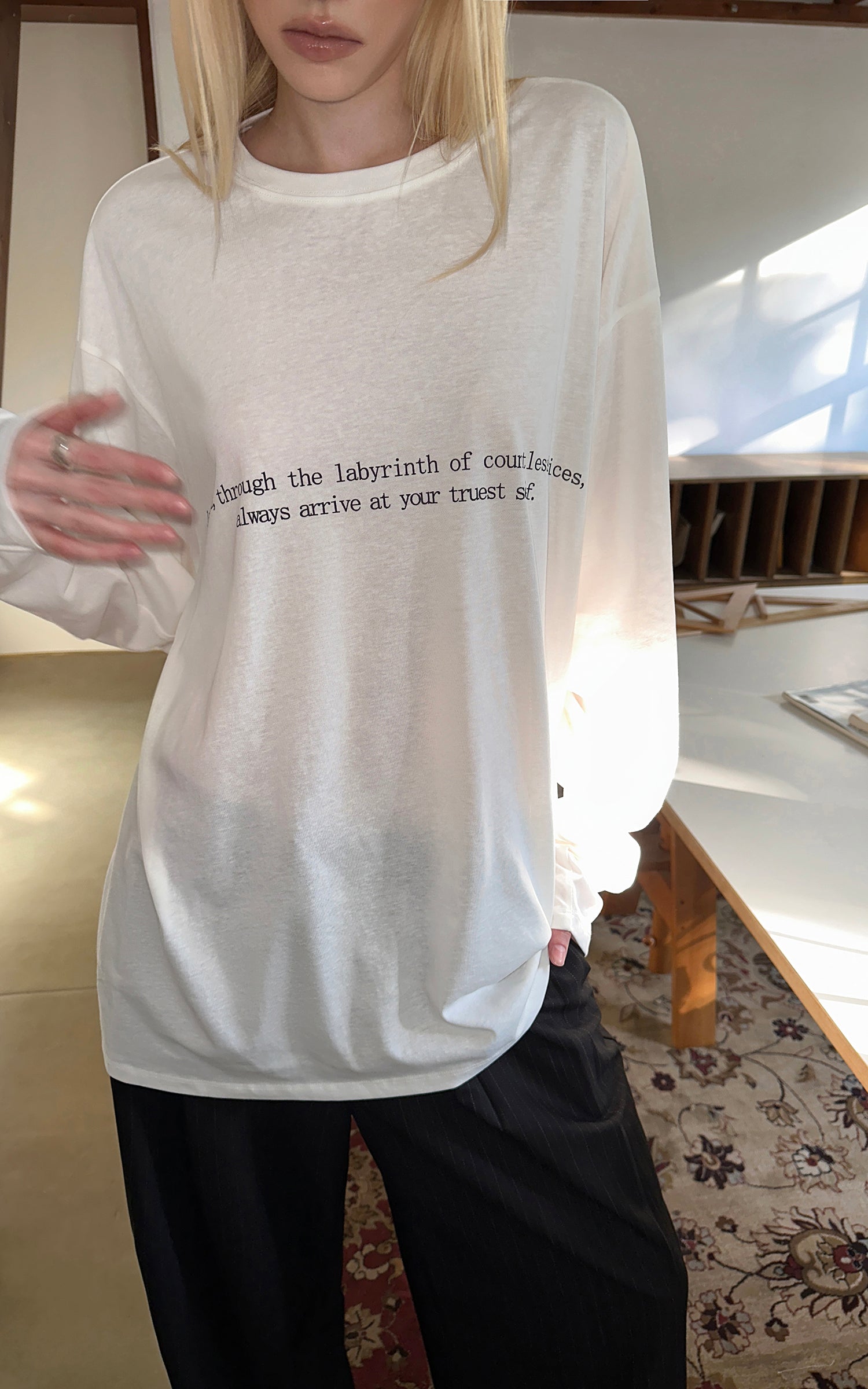 0122stepll T-shirt à manches longues oversize Labyrinthe