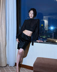 Hydrae Satin Low Rise A-Line Mini Skirt