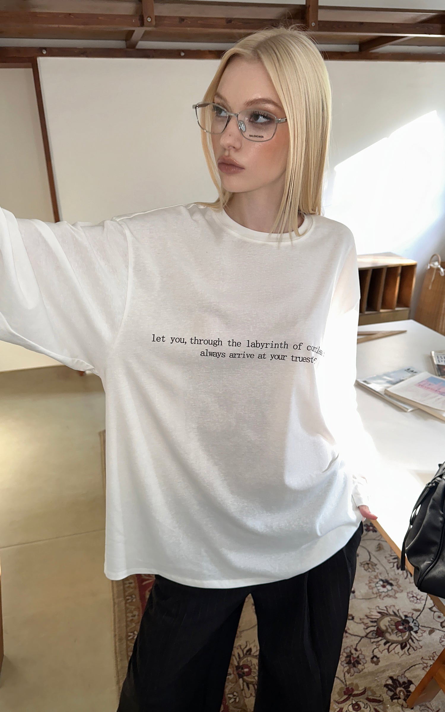 0122stepll T-shirt à manches longues oversize Labyrinthe