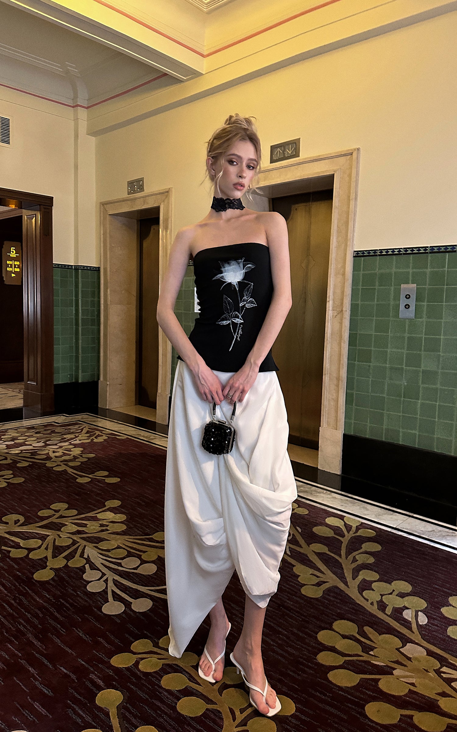 0122stepll Draped Asymmetric Maxi Skirt