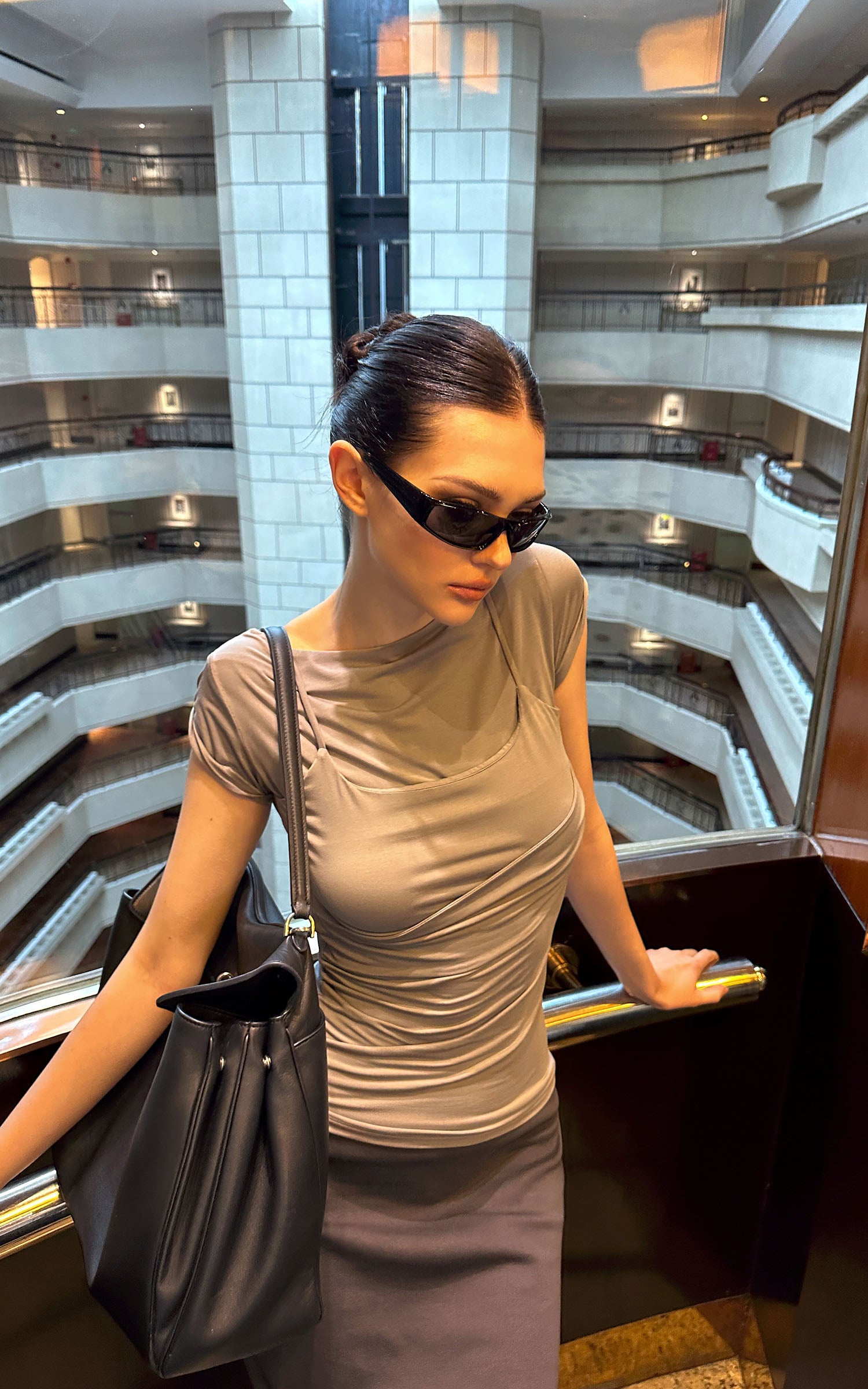 0122stepll Draped Ruched Slim Fit Top