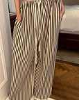 0122stepll Stripe Halter Top & Wide Leg Pants Set