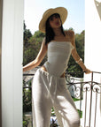 0122stepll Sheer Knit Drawstring Wide-Leg Pants