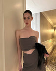 0122stepll Sculpt Cut Strapless Set
